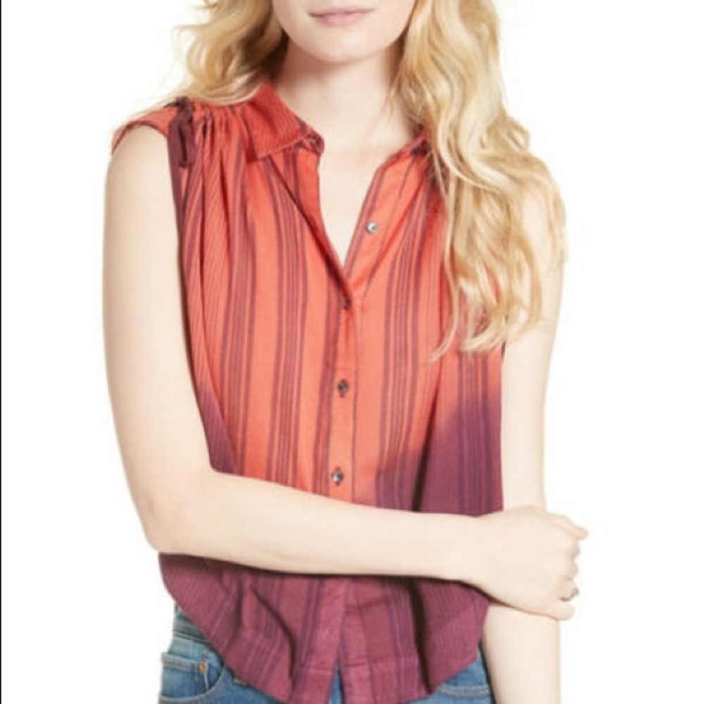 Free People Ombré Stripe “Baby Blues” Sleeveless